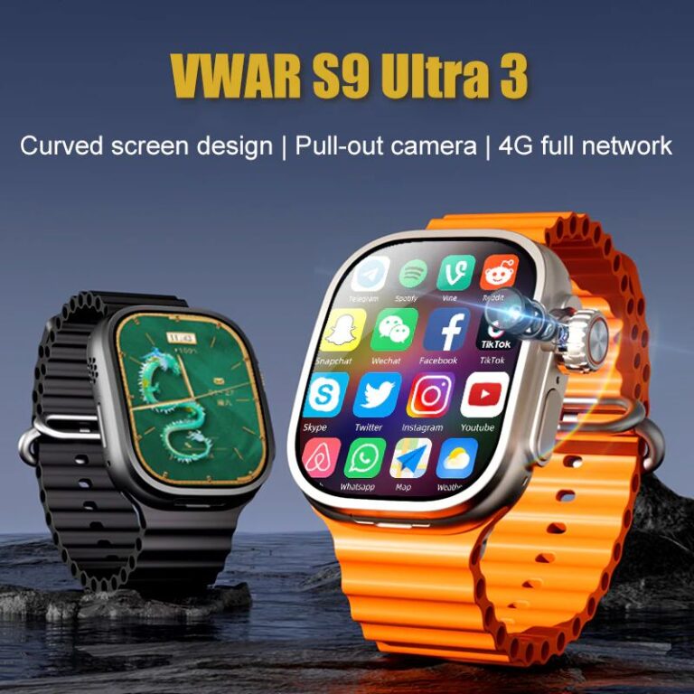 Vedi S9 Ultra 3 Smart Watch 4G LTE Sistema Android AMOLED Schermo curvo Fotocamera ruotabile a 180° 2GB RAM + 32ROM GB