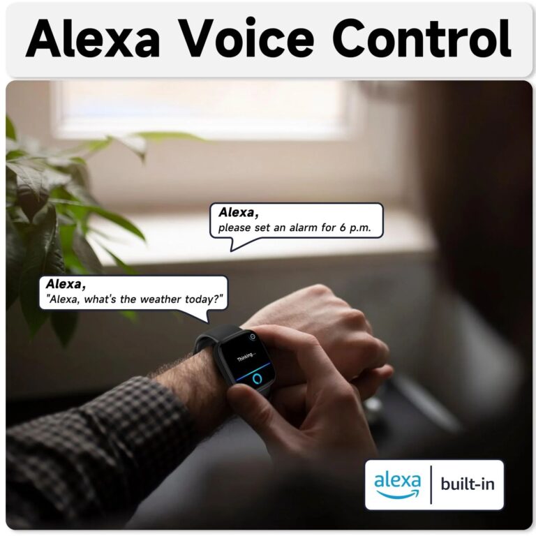 VWAR i6 Smart Watch Alexa integrato, Chiamata Bluetooth, IP68 impermeabile 100+ Modalità sportiva, Frequenza cardiaca SpO2 - Immagine 2