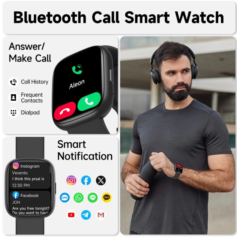 VWAR i6 Smart Watch Alexa integrato, Chiamata Bluetooth, IP68 impermeabile 100+ Modalità sportiva, Frequenza cardiaca SpO2 - Immagine 3