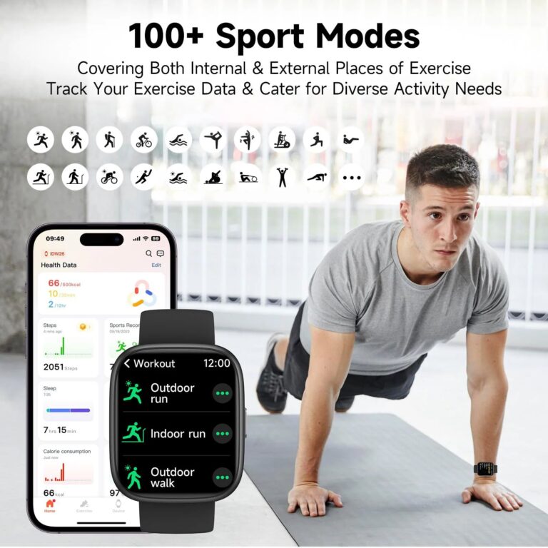 VWAR i6 Smart Watch Alexa integrato, Chiamata Bluetooth, IP68 impermeabile 100+ Modalità sportiva, Frequenza cardiaca SpO2 - Immagine 5